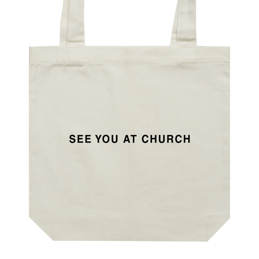 See You At Church Tote Bag Cream