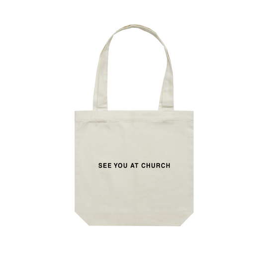 See You At Church Tote Bag Cream